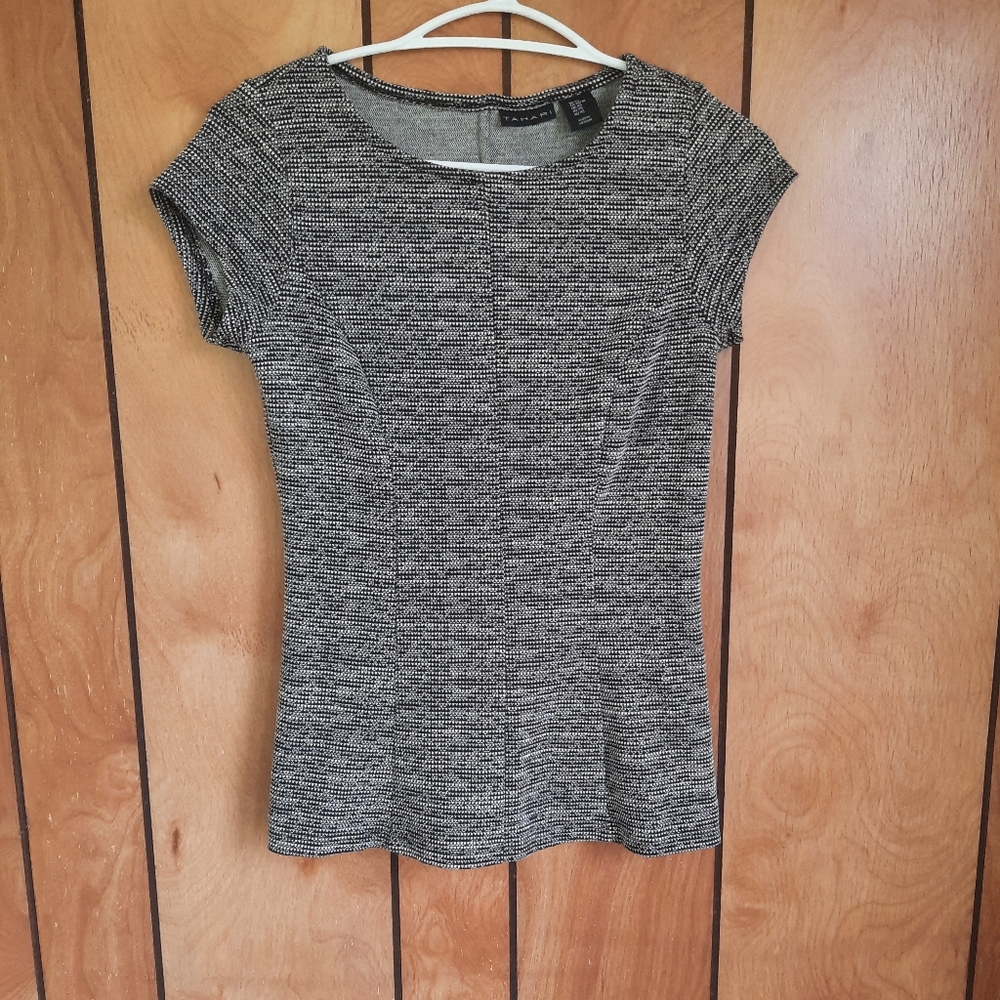 Tahari Black and White Short Sleeve Tee